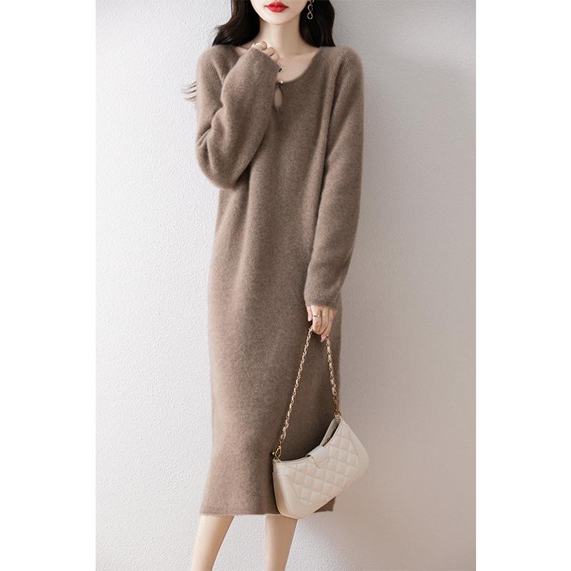 Women's Cashmere Dress Qinghe Cashmere 30% Cashmere 70% Wool Autumn and Winter Cashmere Skirt Soft and Warm