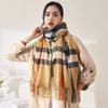Scarf Women's autumn and winter imitation cashmere scarf Sweet striped scarf Shawl Warm medium and long scarf