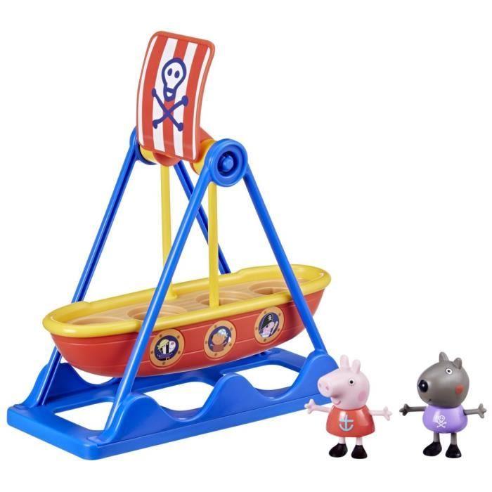Peppa Pig Manège Bateau Pirate de Peppa, coffret avec 2 figurines, jouet préscolaire