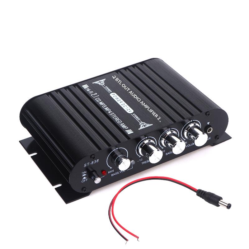 

1 Set Hifi 2.1 Channel Power Amplifier Stereo Bass Sound Car St-838 Home Theater Amplifiers Media Player Subwoofer Amplifier A1