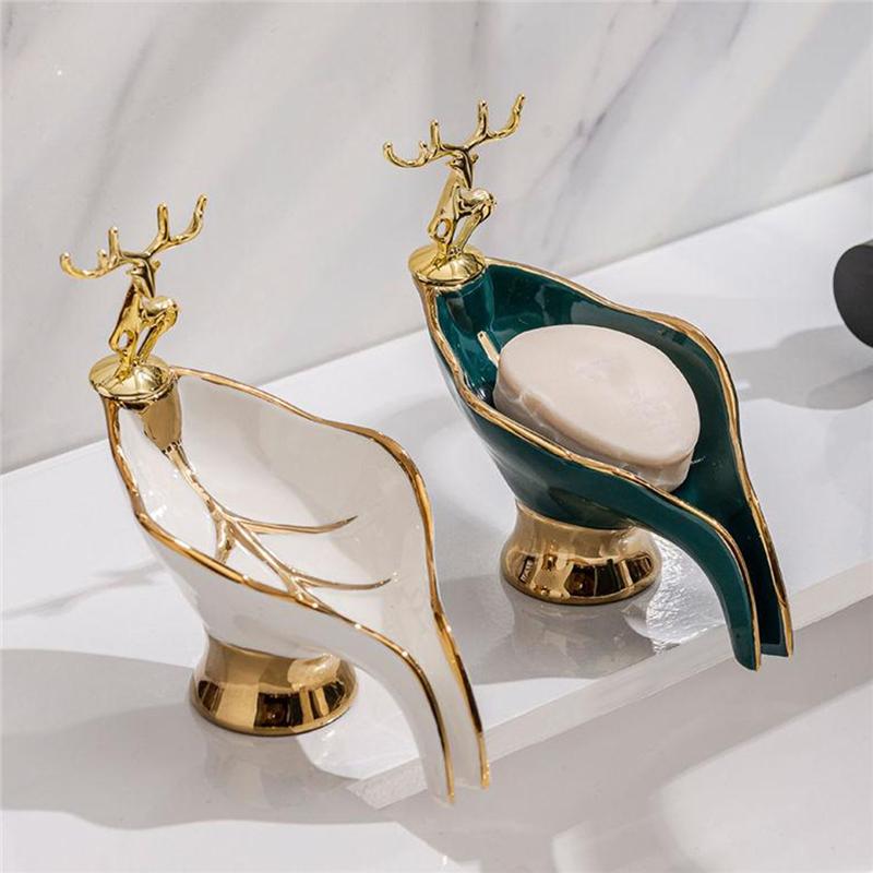 Light Bathroom Household Drain Soap Rack Leaf Shape Portable Luxury Style Soap Holder Tray New Creation