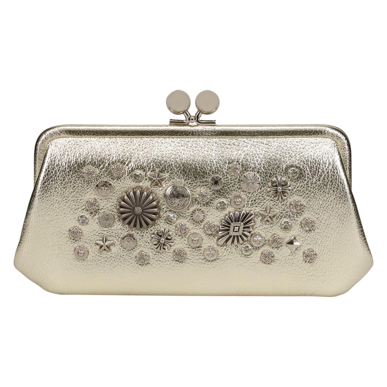 Длинный кошелек с застежкой-кнопкой с шипами