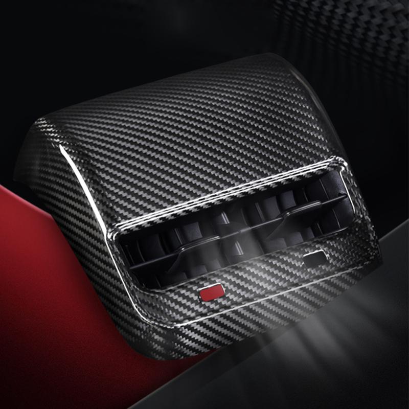 Real Dry Carbon Fiber Car Rear Air Vent Conditioner Outlet Cover for Tesla Model 3 Model Y AC Vents Trim Case Auto Accessories