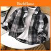 Camicia a quadri a maniche lunghe per bambini in tessuto morbido per abbigliamento casual per bambini piccoli