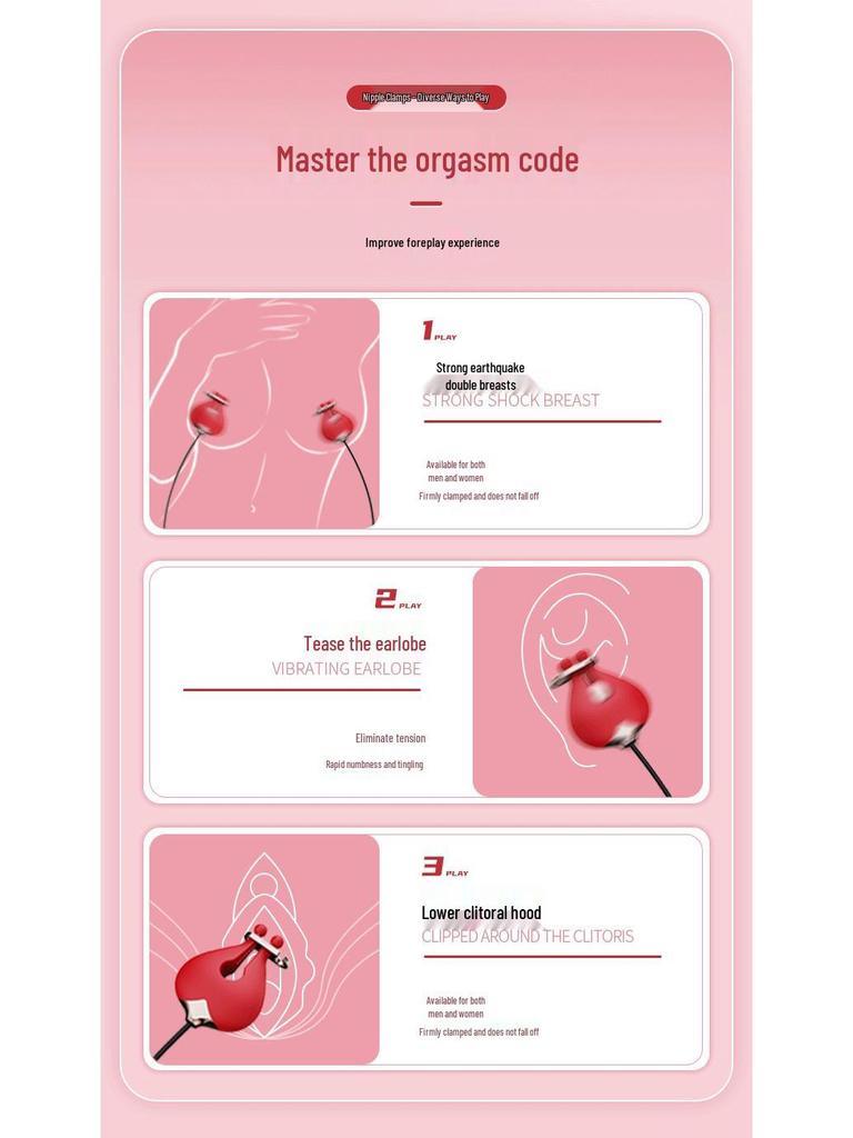 Heart-Shaped Nipple Clamps & Rose Vibrator Massager: Insertable Breast Stimulator & Masturbator Adult Toy