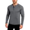 Men's Casual Solid Color Buckle Quick Dry Shoulder  Long Sleeved