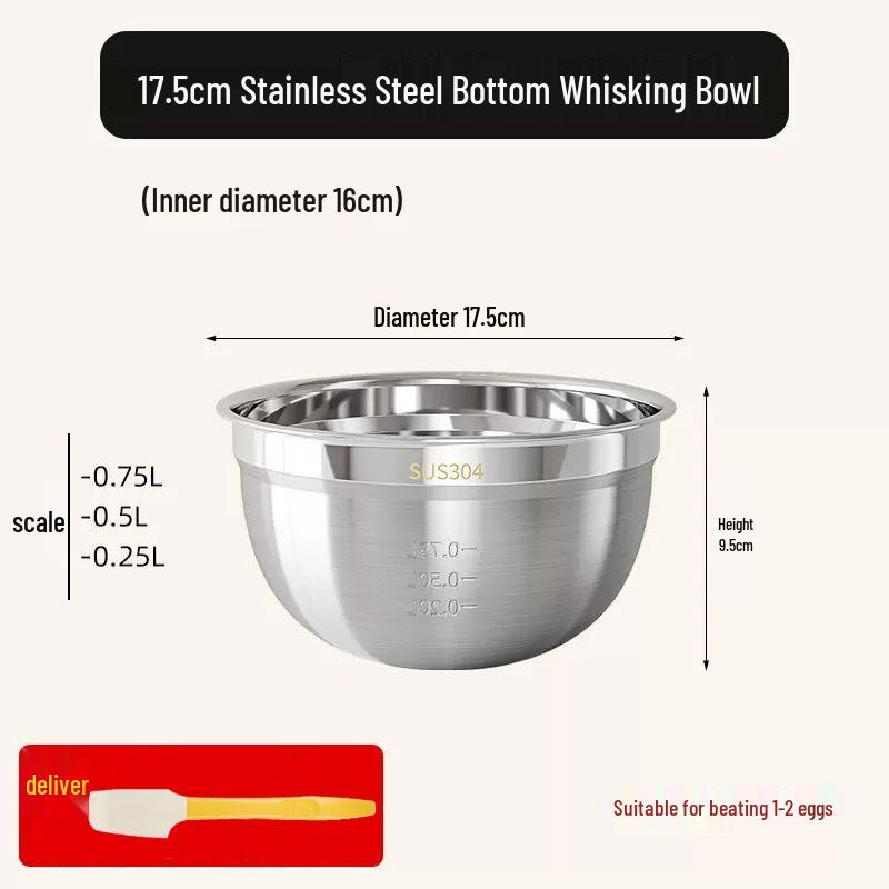 304 Stainless Steel Non-slip Mixing & Salad Bowl with Splash-proof Design