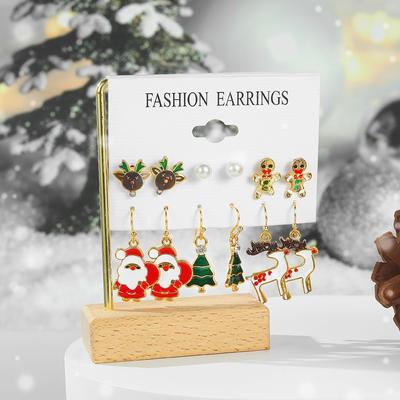 Girls Student Stud Earrings Fashion Christmas Stud Earrings 6-Piece Christmas Elk Earring Pendants Girls Elegant Christmas Tree Santa Stud Earrings