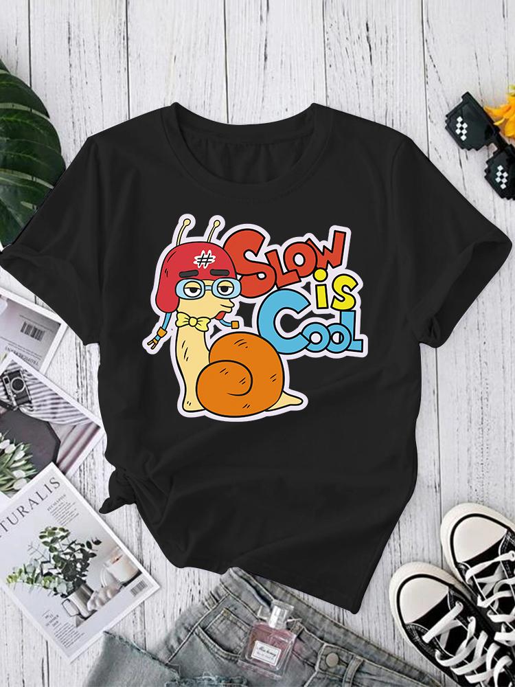 Fashion Printing Cute T-Shirts Women Cartoon Summer Clothing Short Sleeve Tshirts Clothes Graphic Sexy Print Tee T-Shirt Clothes