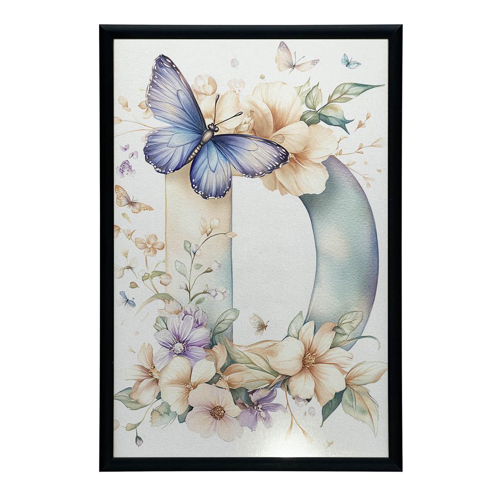 Plakat Litera D Z Motylem Plakat Litera D Z Motylem, 70X100 Cm, Rama Drewniana Ciemny Brąz, Papier Matowy 230 Gsm