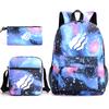 Large Capacity Schoolbag with Shoulder Strap; Student Three-piece Pencil Case Set