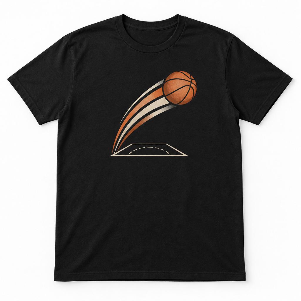 Basketball Graphic T-Shirt Black Orange Ball Sports Fan Casual Tee
