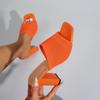 Damen High Heel Pantoffeln Sommer Quadratische Zehenpartie Offene Zehenpartie Hohe Absätze Schuhe Stricknetz Rutschfest Verschleiß Blockabsatz Club Sandalen