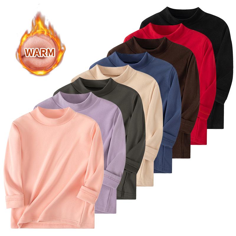 Children's Mid-collar Bottoming Shirt in Autumn and Winter Solid Color Joker Girls' Long Sleeve T-shirt Boys' Casual S