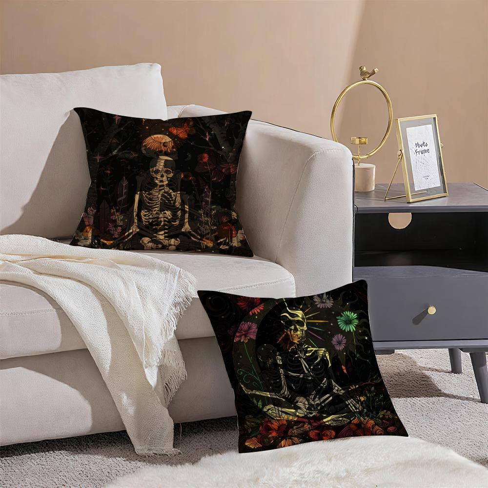 Personalized Art Skeleton Display Pillow Case Pattern Printed Pillowcase For Living Room Sofa Cushion Cover & Bedroom Decor