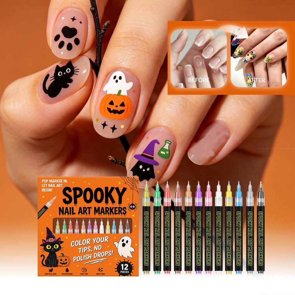 Halloween Pens 12 Pack for Nail Design and Painting