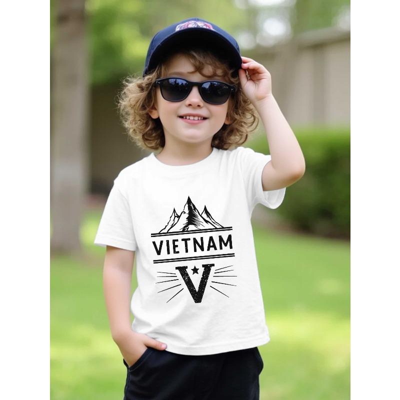 Boys Crewneck Short Sleeve T-Shirt, Cute Print American Fashion Casual Summer Top 110