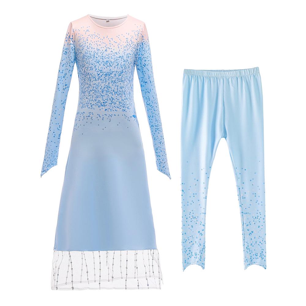 2026 Girls' Frozen 2 Elsa Princess Dress Performance Costume