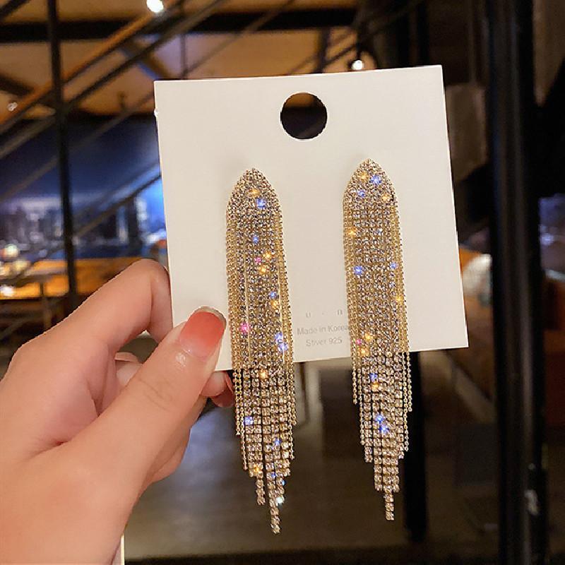 Orecchini Pendenti Lunghi Con Nappa E Strass – Gioielli Eleganti Per Donne E Ragazze, Ideali Per Matrimoni, Balli E Feste