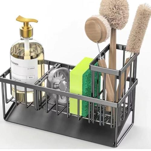 TopGTzolun Stainless Steel Sponge Holder, Kitchen Sponge and Detergent Holder, Dishwasher Drainer, Sink Detergent Holder, Multifunctional Kitchen Stor
