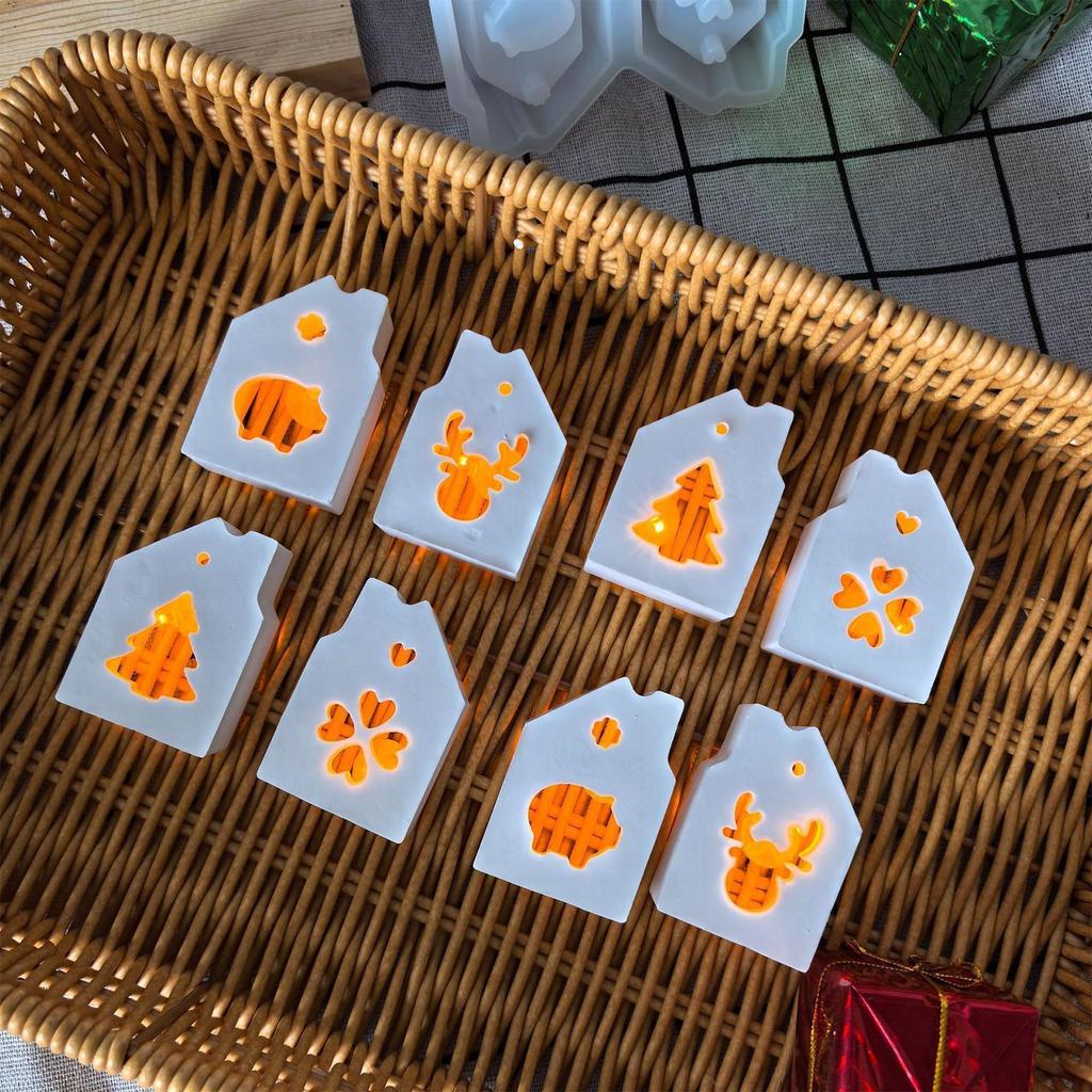 Mini House Casting Silicone Molds 4-Cavity Christmas Casting Moulds Epoxy Resin Mould Epoxy Resin Mould Plaster Art Craft