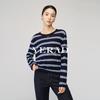 Lazy Style Loose Round Neck Striped Knitted Sweater for Women