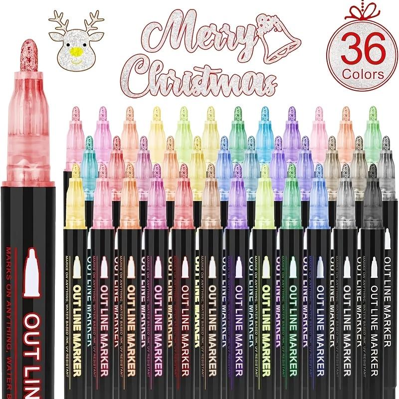 8-48Colors Metallic Color Outline Marker Pen Kawaii DIY Hand Account Graffiti Outline PenOffice Culture and Educational Supplies