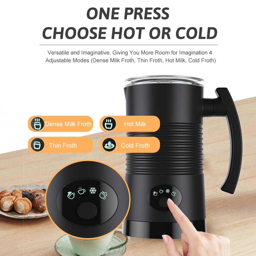 Milk Frother 4 In 1 Hot/Cold Foam Maker 400W Stainless Steel Non-Stick Interior 11.84oz/350ml