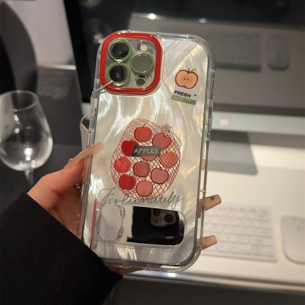 Netztasche Frucht für Apple 16 Feder Creme Handyhülle für IPhone15promax Cartoon 14/13 Persönlichkeit