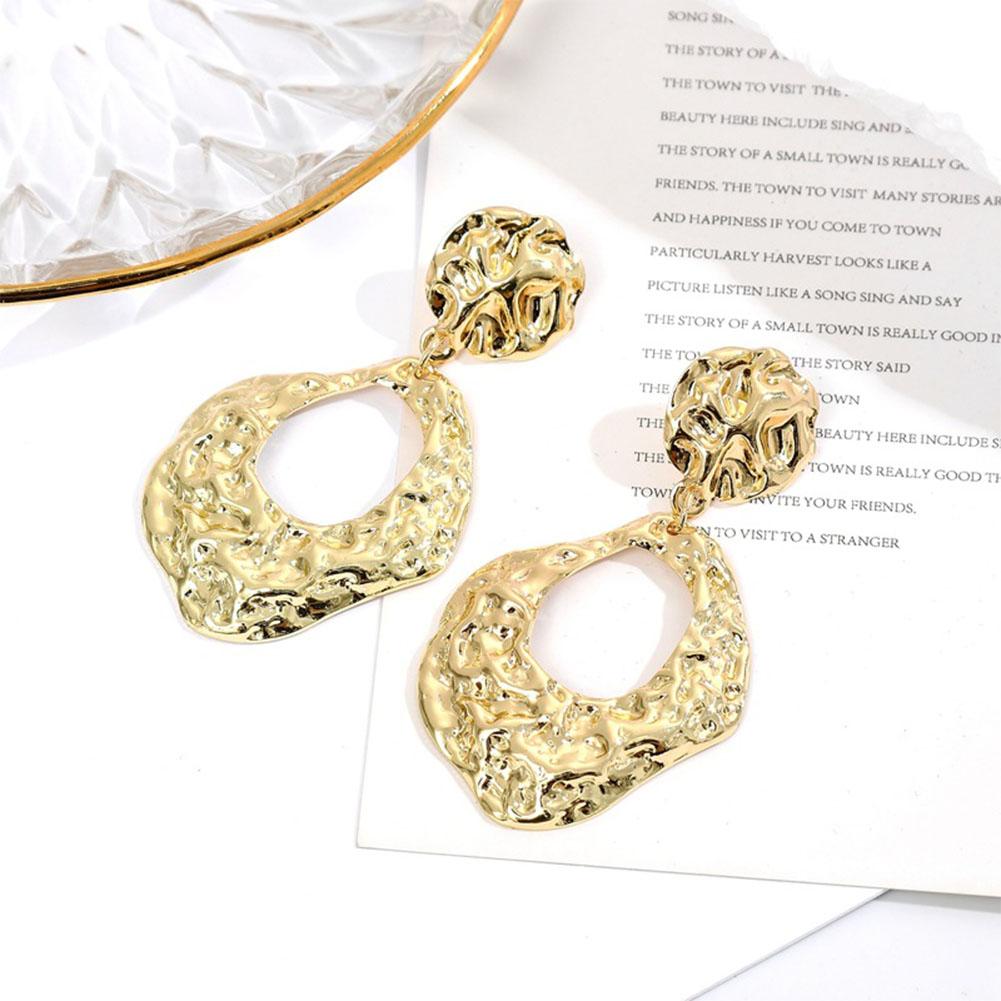 Women Concave Convex Texture All Matching Long Ear Stud Earring