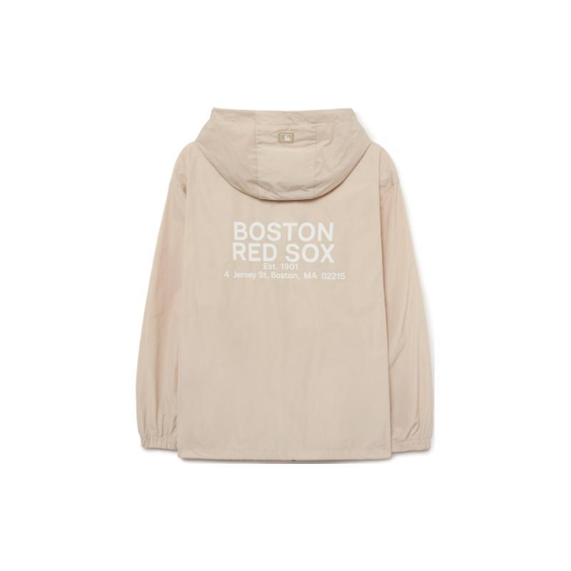 MLB Boston Red Sox Sweatshirts Unisex Khaki Hooded Moderate Cardigan 3AWJB0731-43BGL