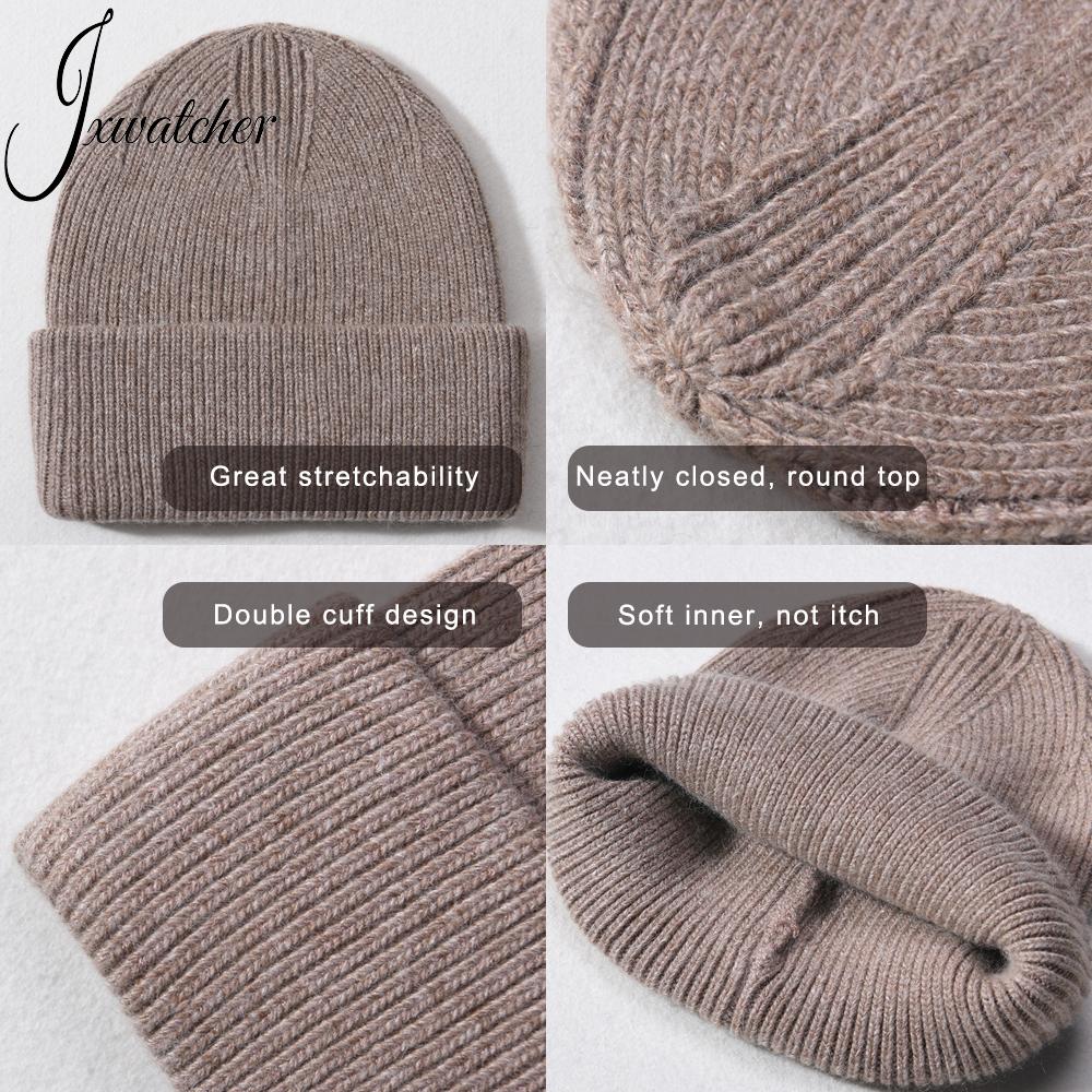 Custom Wool Beanie Hats for Women Luxury Warm Lambs Wool Knitted Winter Bennie for Business Travel Hand Drawn Logo