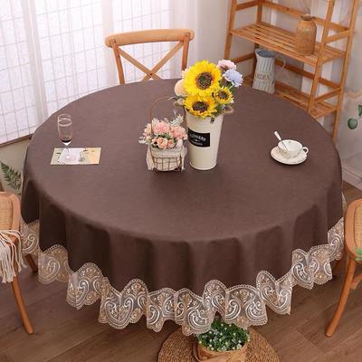 Nappe Imperméable Anti-Huile Sans Lavage Ménage Cuir Table Ronde Bordure Dentelle Nappe Ronde Anti-Brûlure Épaisse Protège-Table