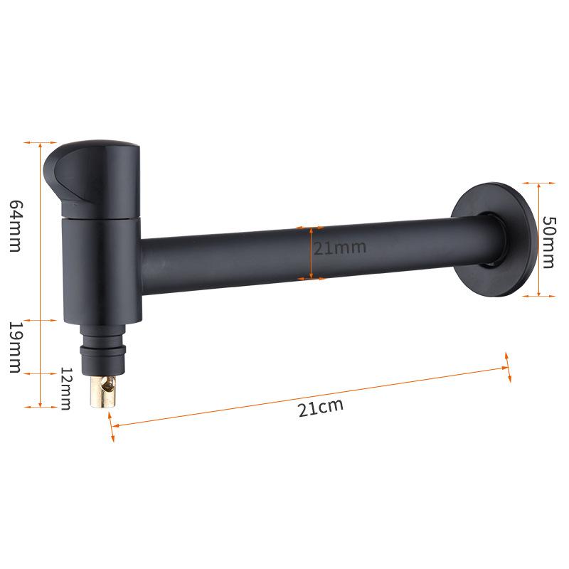 

Black Brass Extended Outdoor Garden Faucet Wall Mounted Bathroom Corner Washing Machine Tap Durable Water Supply Valve