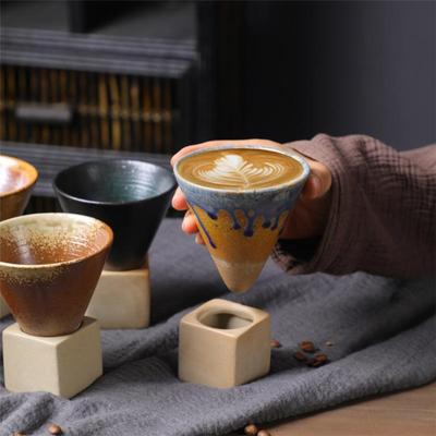 Rough Pottery Mug Creative Cup Ins Style Cup Ceramic Retro Coffee Cup Milk Tea Drink Cups Includes Base