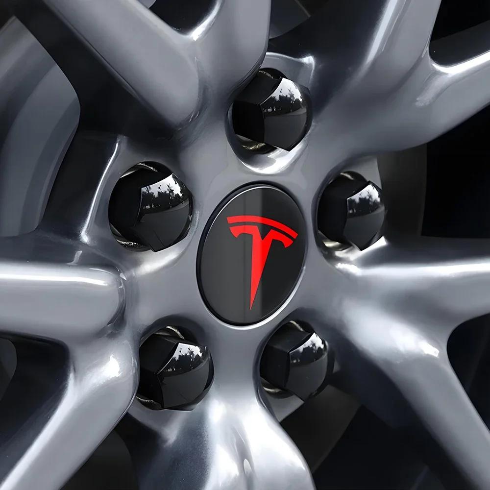 Car Sticker Tesla 56mm Original Car Wheel Center Hub Caps Sticker Cover For Tesla Model Y Model 3 2017-2023/MODEL3 Highland 2024