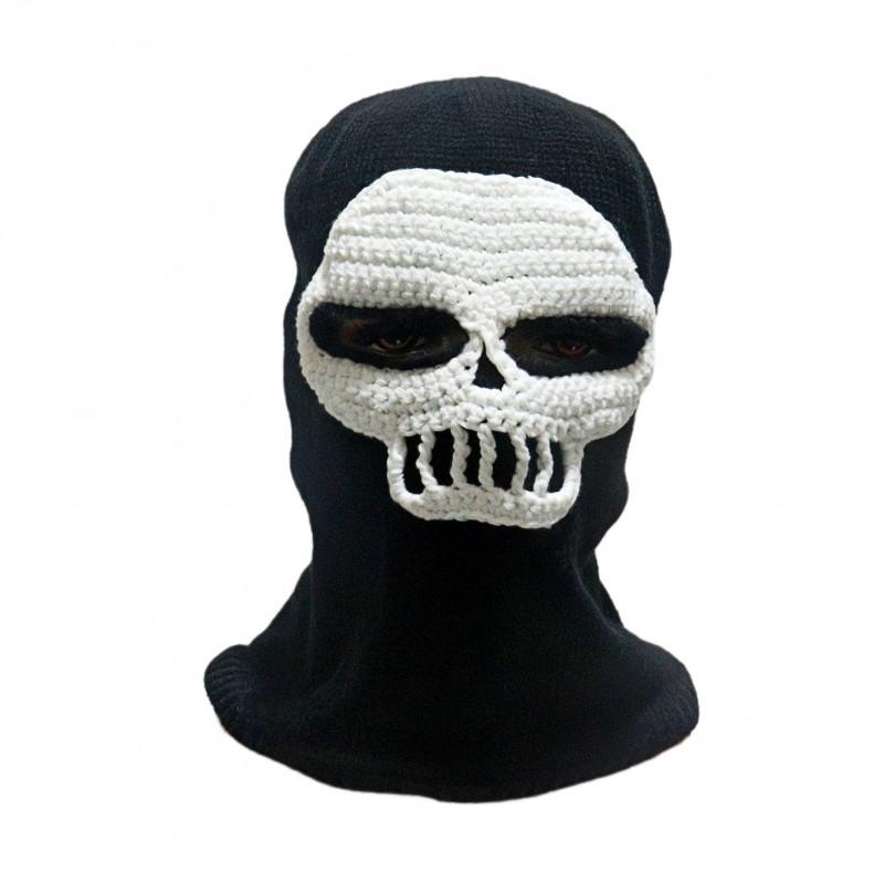 Handmade Crochet Ghost Face Hat Halloween Funny Skull Glow In Dark Beanie Unisex Warm Winter