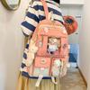 INS High School Durable Five-Piece Backpack Set for Girls - Large Capacity, Double Shoulder Bag for Junior and Middle School Students
