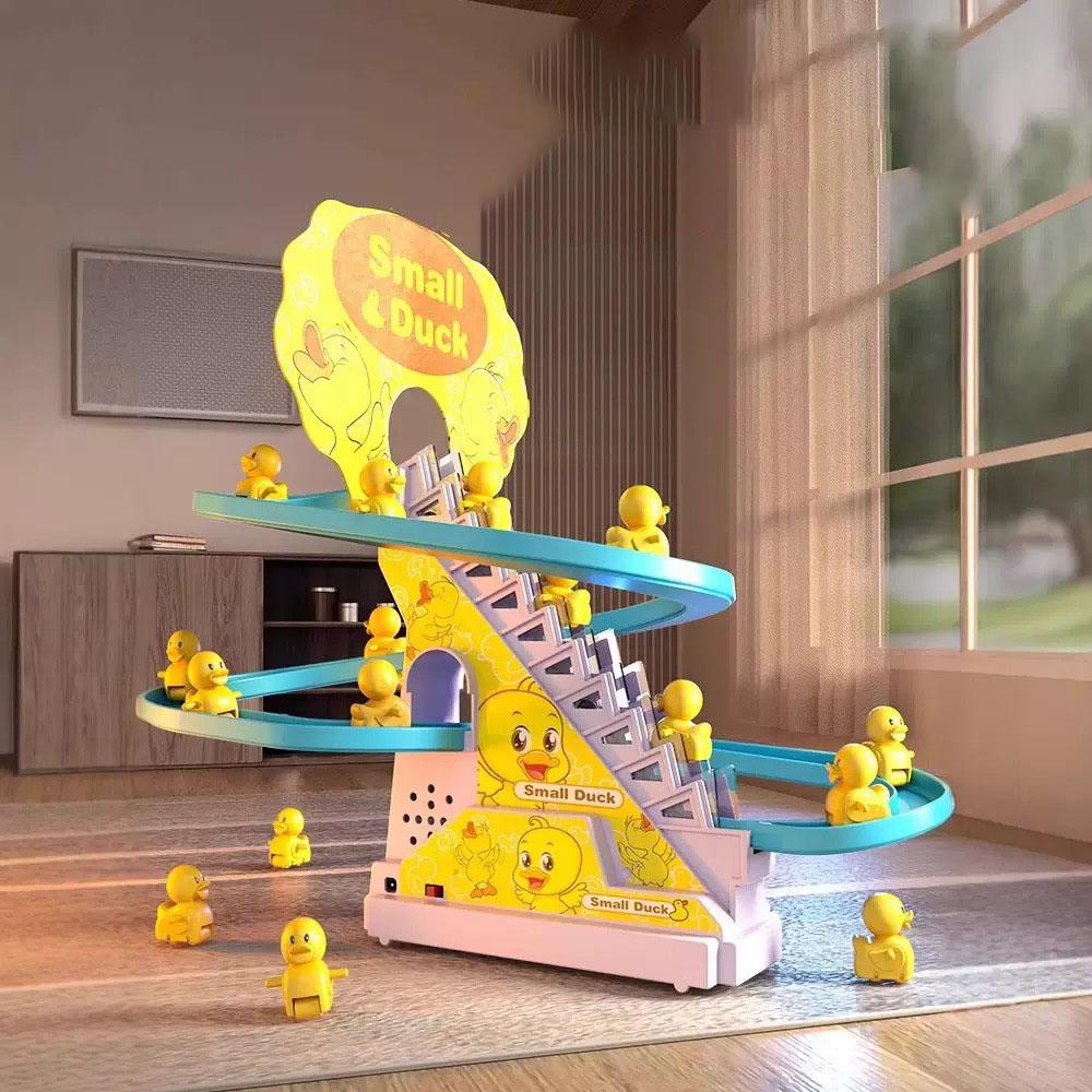 Treppensteigen Track Spielzeug Elektrische Ente DIY Rail Racing Track Achterbahn Spielzeug Set Unterhaltungsmusik Pädagogisches Spielzeug Für Kinder Geschenk