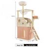 Large Wooden Cat Tree & Scratching Post with Space-Saving Design - Integrated Climbing Frame & House