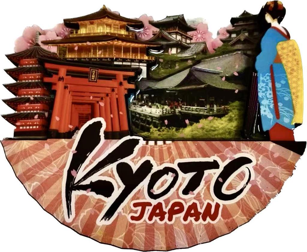 Japanese Epoxy Wood Refrigerator Magnets - Cute Cartoon Cultural Souvenirs, Soft Magnetic