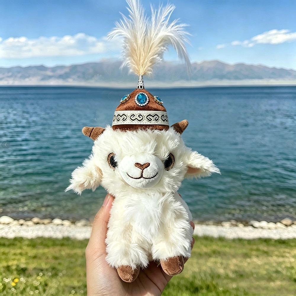 Xinjiang Lamb Wool Sheep Plush Keychain: Cute Cartoon Souvenir Pendant and Hanging Ornament