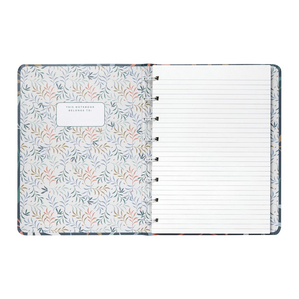 Filofax Botanical Collection Refillable Notebook, A5 Size, 112 Ruled, Repositionable Pages, 56 Sheets, Blue (B179518U)
