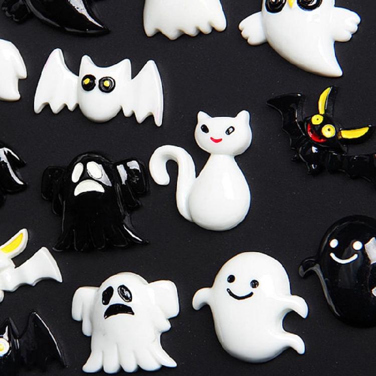 Pumpkin Ghost Skull Witch Hat Flat Back Cabochon Art Supply Decoration