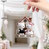 Ciondolo Acrilico Coppia di Sposi Hello Kitty - Design Romantico Sposo e Sposa con Cartello 'Sweet Home', Perfetto per Specchietto Retrovisore dell'Auto