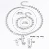 4-teiliges Damen-Set aus schlichtem Legierungs-Zirkon-Blütenblatt-Halskette, Ohrringen, Armband und Zirkon-Set, geeignet für Hochzeit, Party, Festival, Geschenke-8485