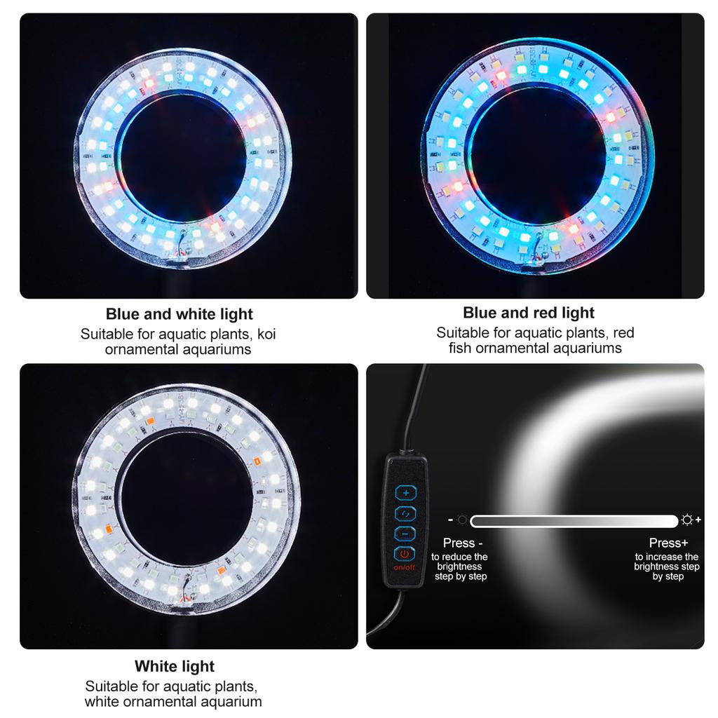 Lampa do akvária Akvárium Vodní rostliny Výplň lampy Světlo Průsvitná lampa se svorkou 360 stupňů Zdarma