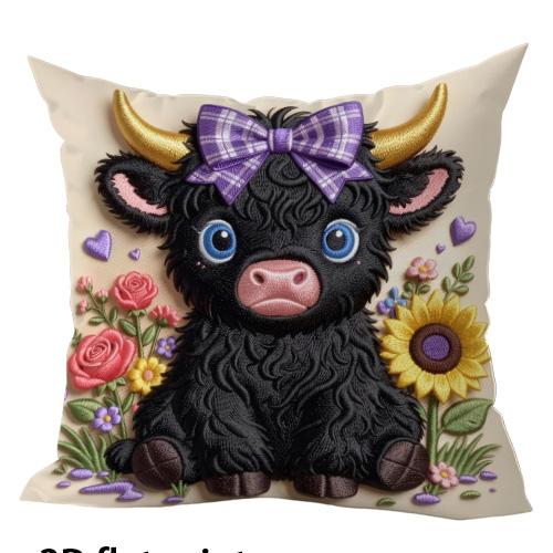 

1/4pcs Cute Cow Patterned Pillow Covers Sofa bed cushion cover home bedroom decoration, 2D flat printing 45x45cm-1pcs