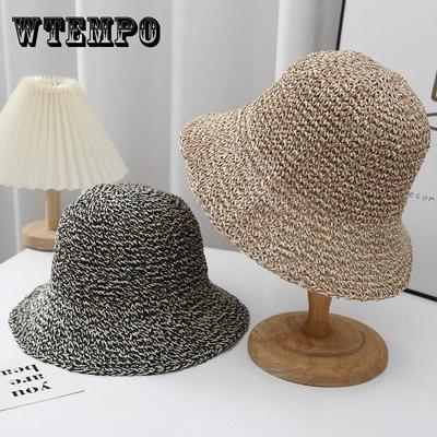 Summer New Bucket Hat Hollow Woven Sunshade Sunscreen Breathable Bucket Hat Fashion Straw Hat