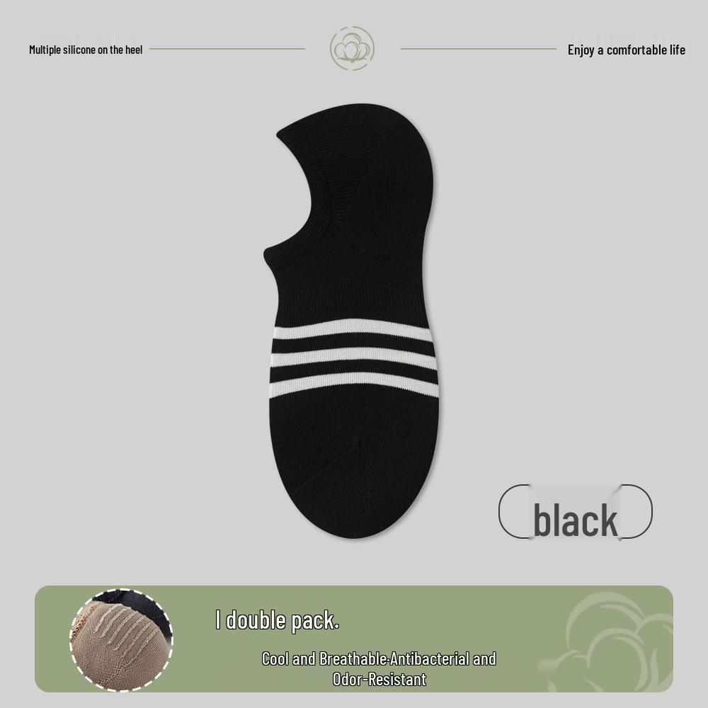 

Мужские невидимые нескользящие хлопковые носки-лодочки - Антибактериальные, влагоотводящие и полосатые носки с фиксацией пятки для весны/лета One Size (40-45)